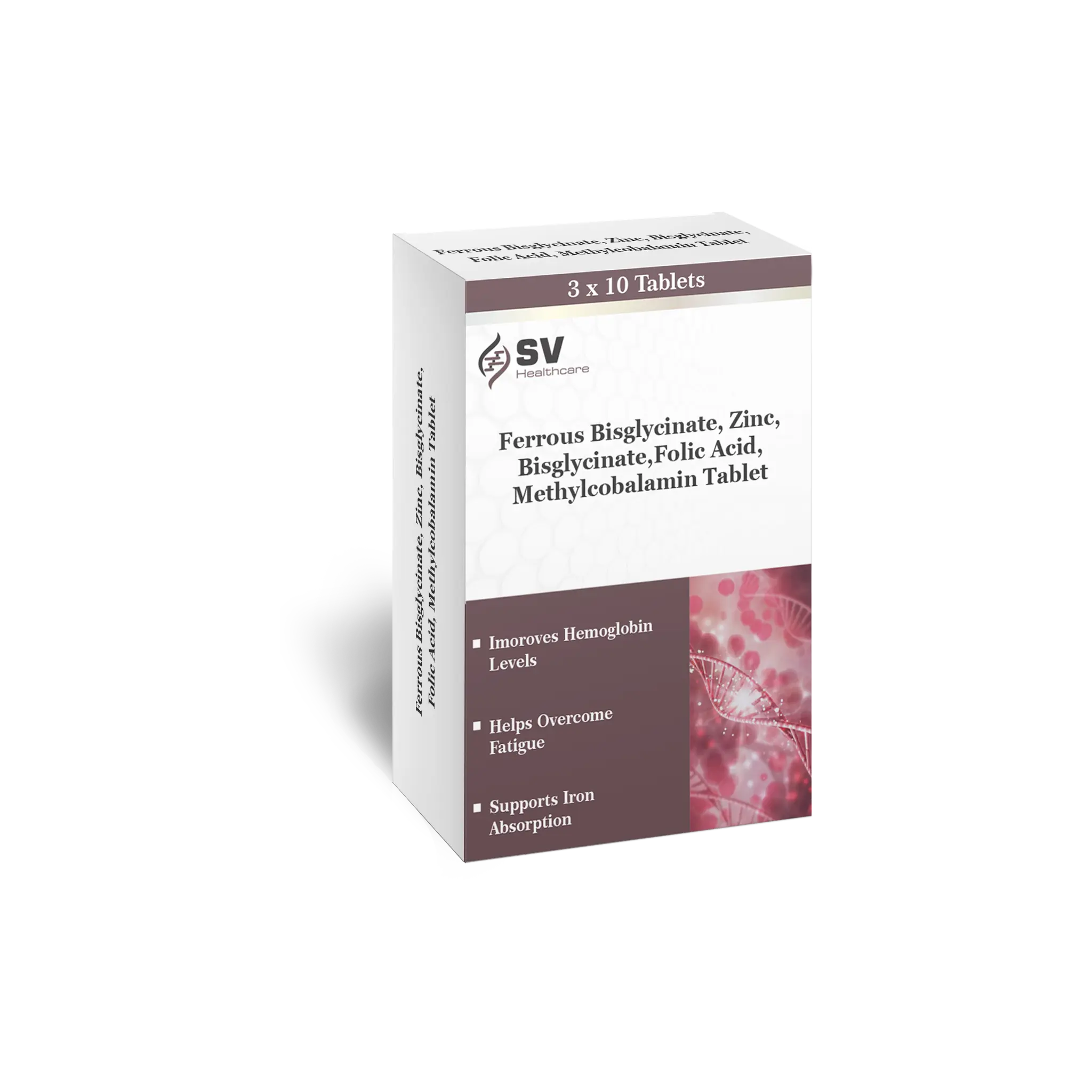 Ferrous Bisglycinate, Zinc, Bisglycinate, Folic Acid, Methylcobalamin Tablets